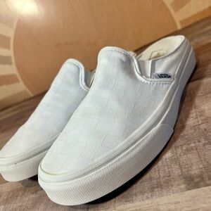 Vans Shoes Womens Classic Slip On Mule Canvas White Checkerboard Sz 6 pre-owned